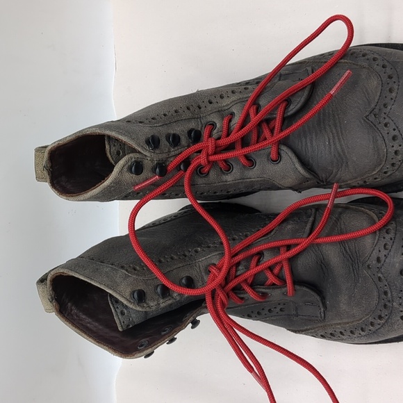 Allen Edmonds Long Branch Wingtip Leather Boots Red Laces Size 8.5 Gray - Picture 4 of 10